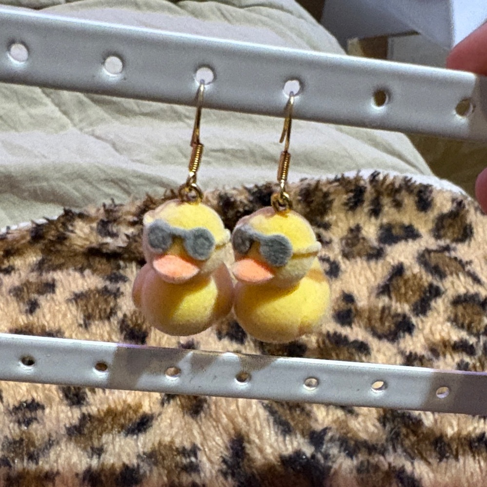 Yellow Duckling Dangle Earrings with Sunglasses